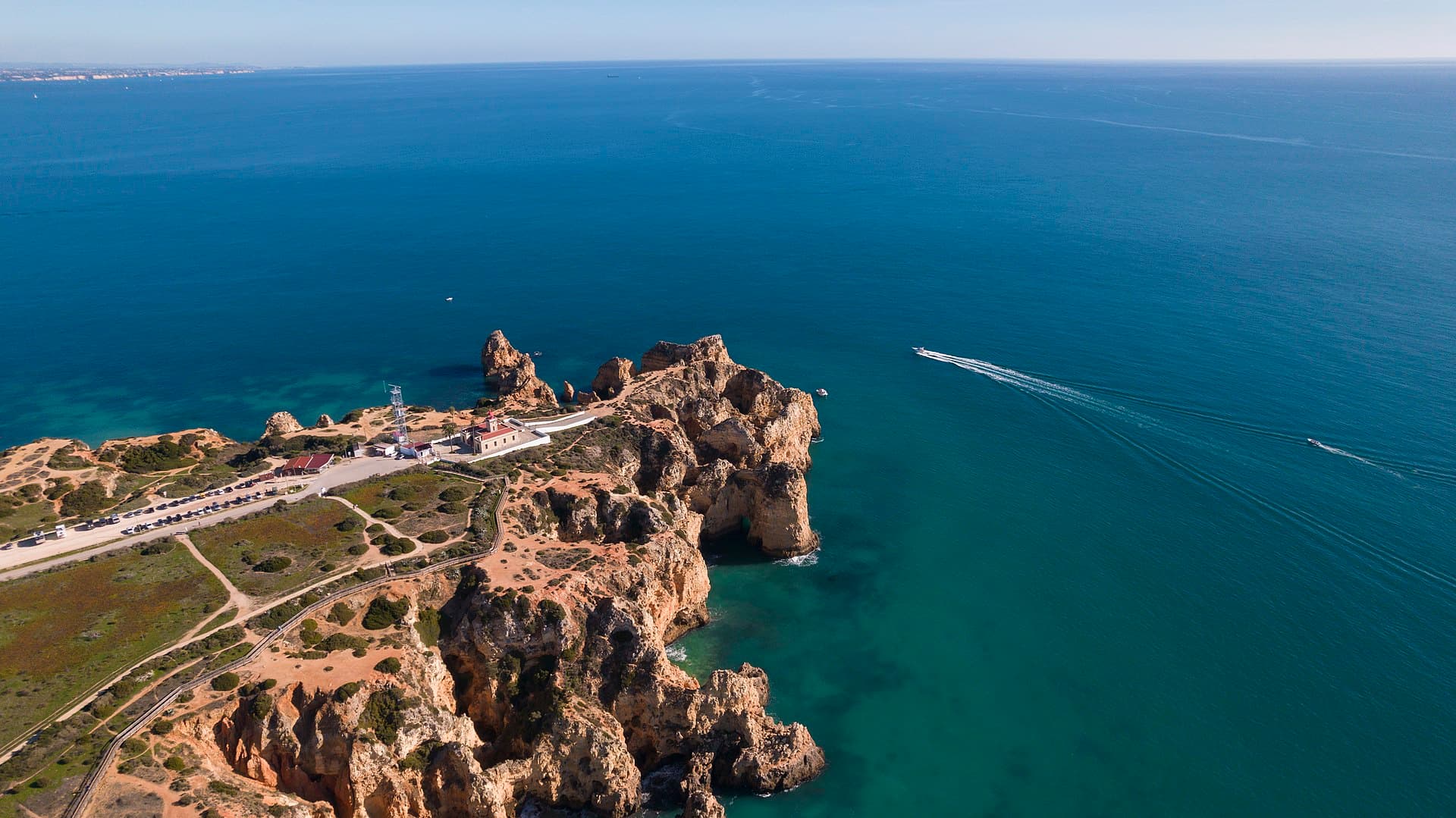 The cliffs and sea caves of Ponta da Piedade in the Algarve, Portugal