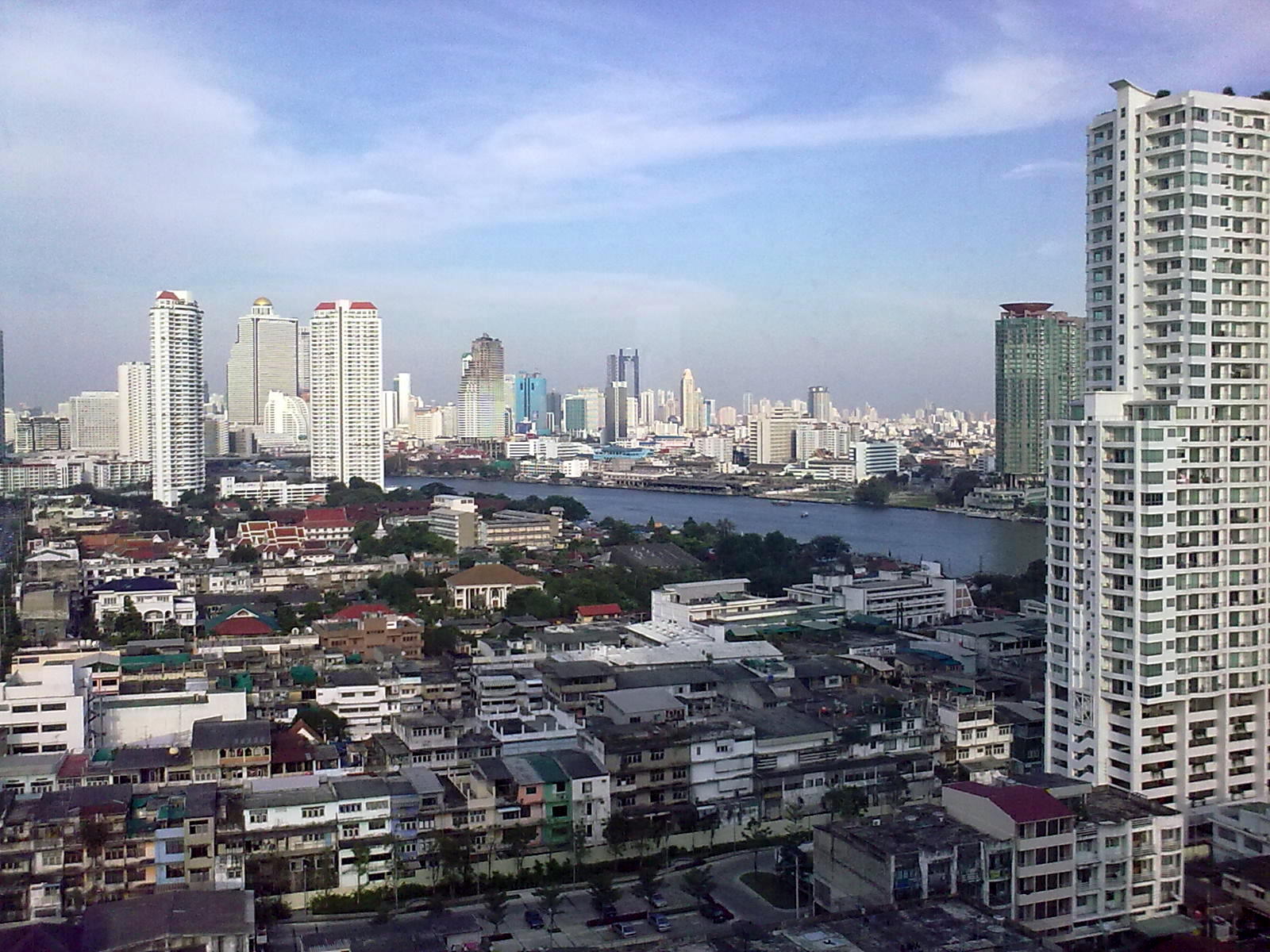 The Bangkok skyline along the Chao Phraya River, Thailand