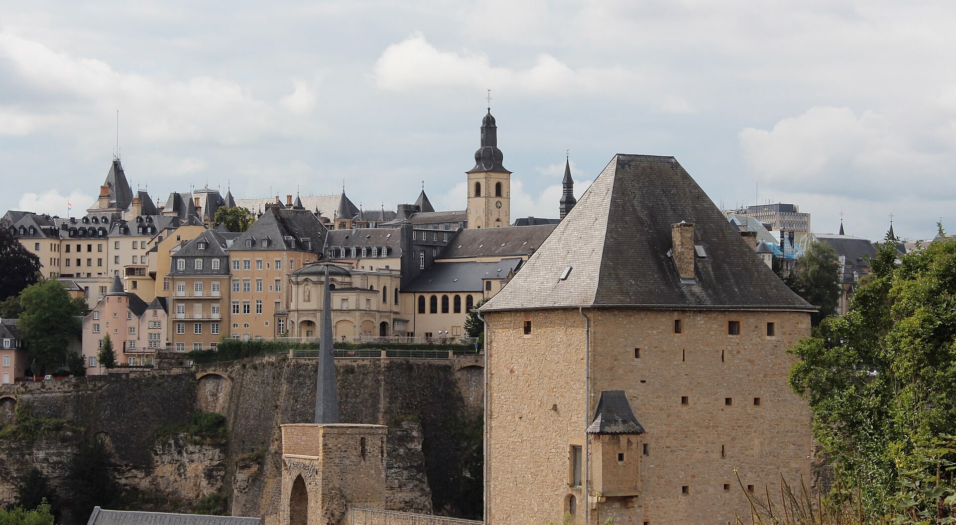 The Ville Haute old town of Luxembourg City above the Alzette valley, Luxembourg