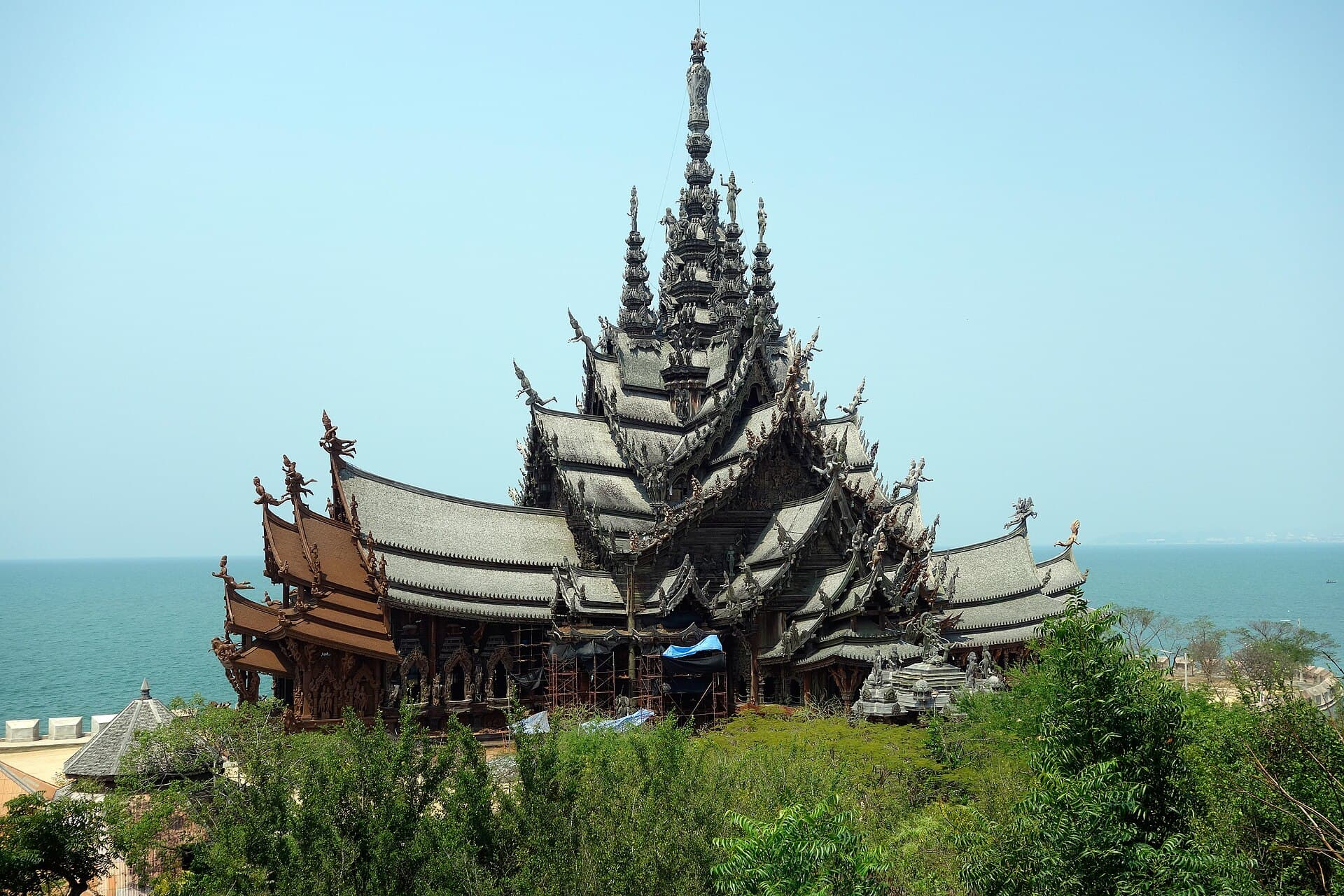 The Sanctuary of Truth, an all-wood temple on the coast of Pattaya, Thailand
