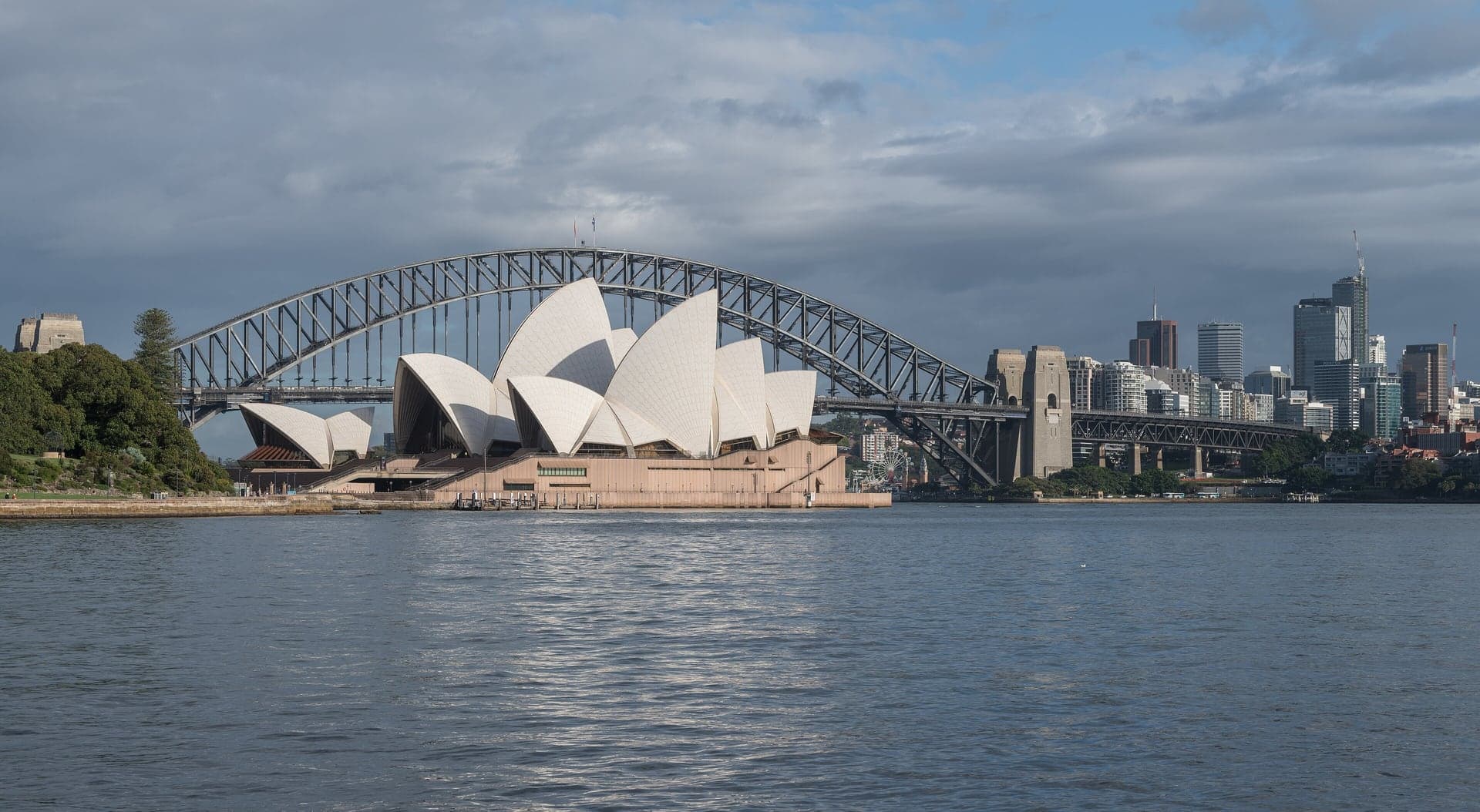 The Sydney Opera House and Harbour Bridge on Sydney Harbour, Australia