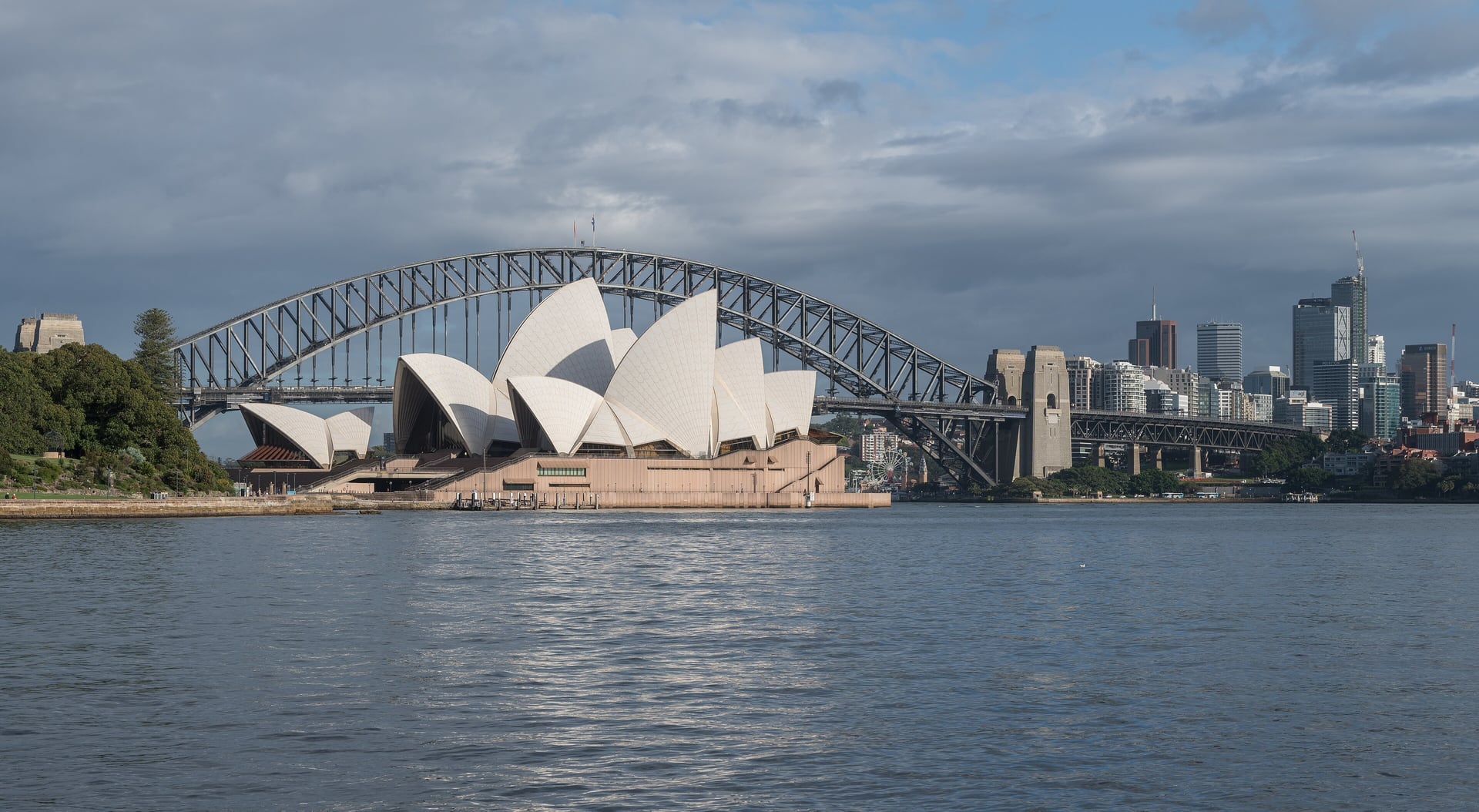 The Sydney Opera House and Harbour Bridge on Sydney Harbour, Australia